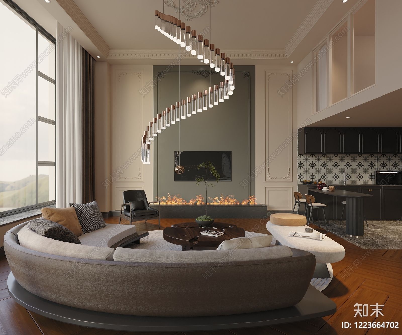 XX挑空客厅3D模型下载【ID:1223664702】