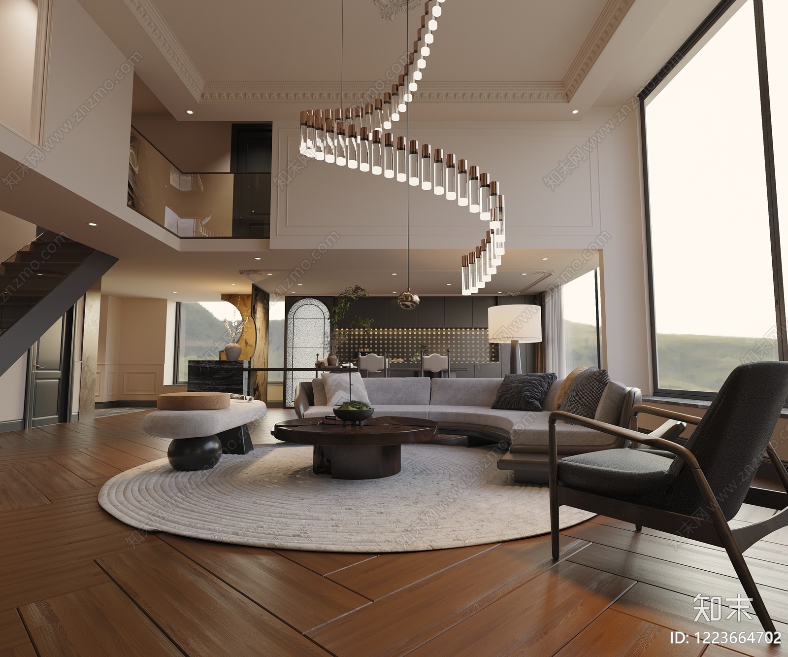 XX挑空客厅3D模型下载【ID:1223664702】