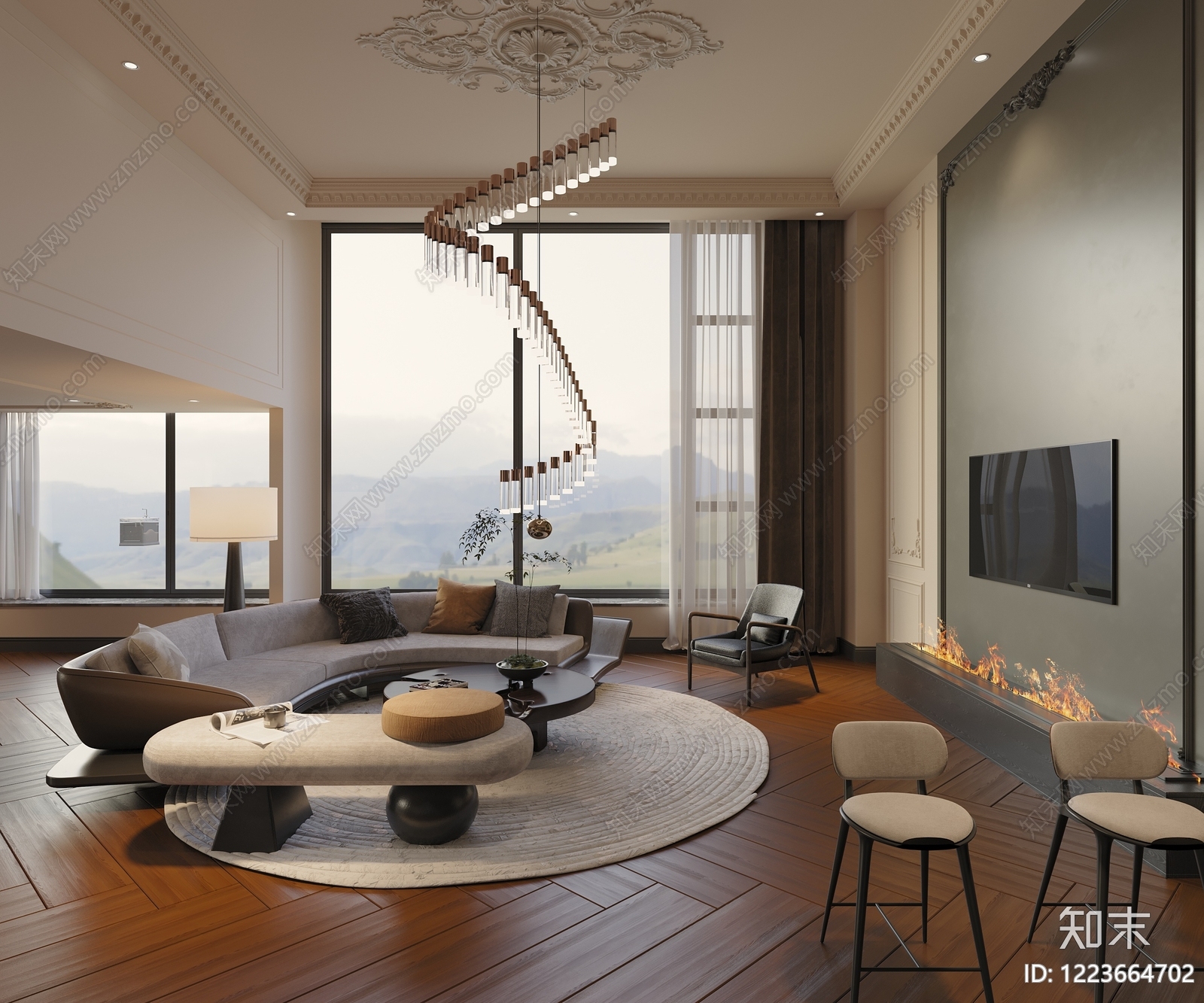 XX挑空客厅3D模型下载【ID:1223664702】