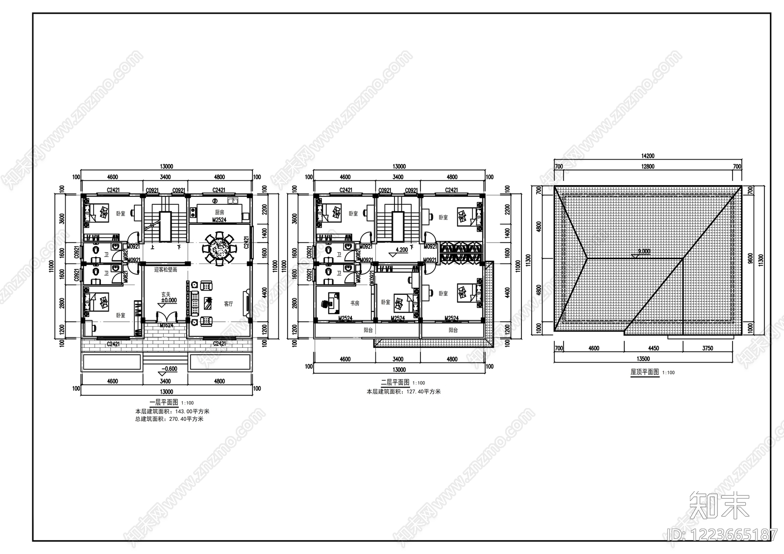 别墅建筑cad施工图下载【ID:1223665187】