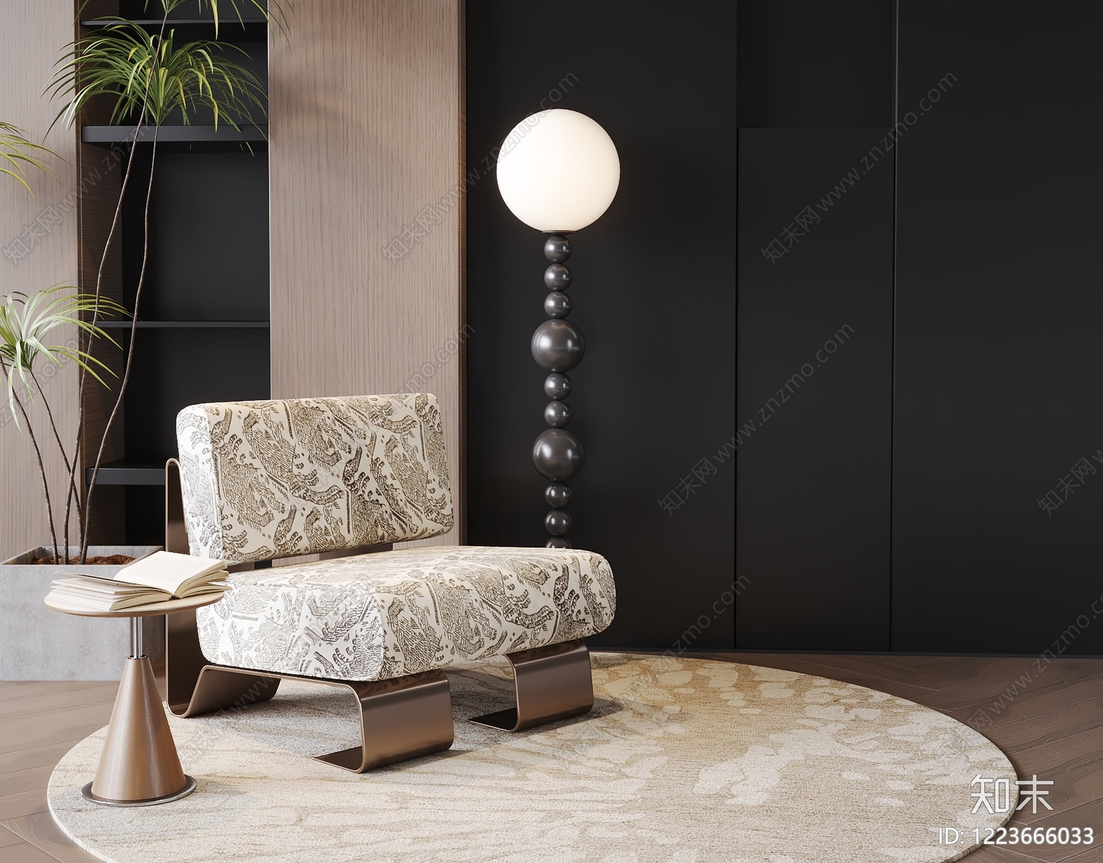 轻奢单人沙发3D模型下载【ID:1223666033】