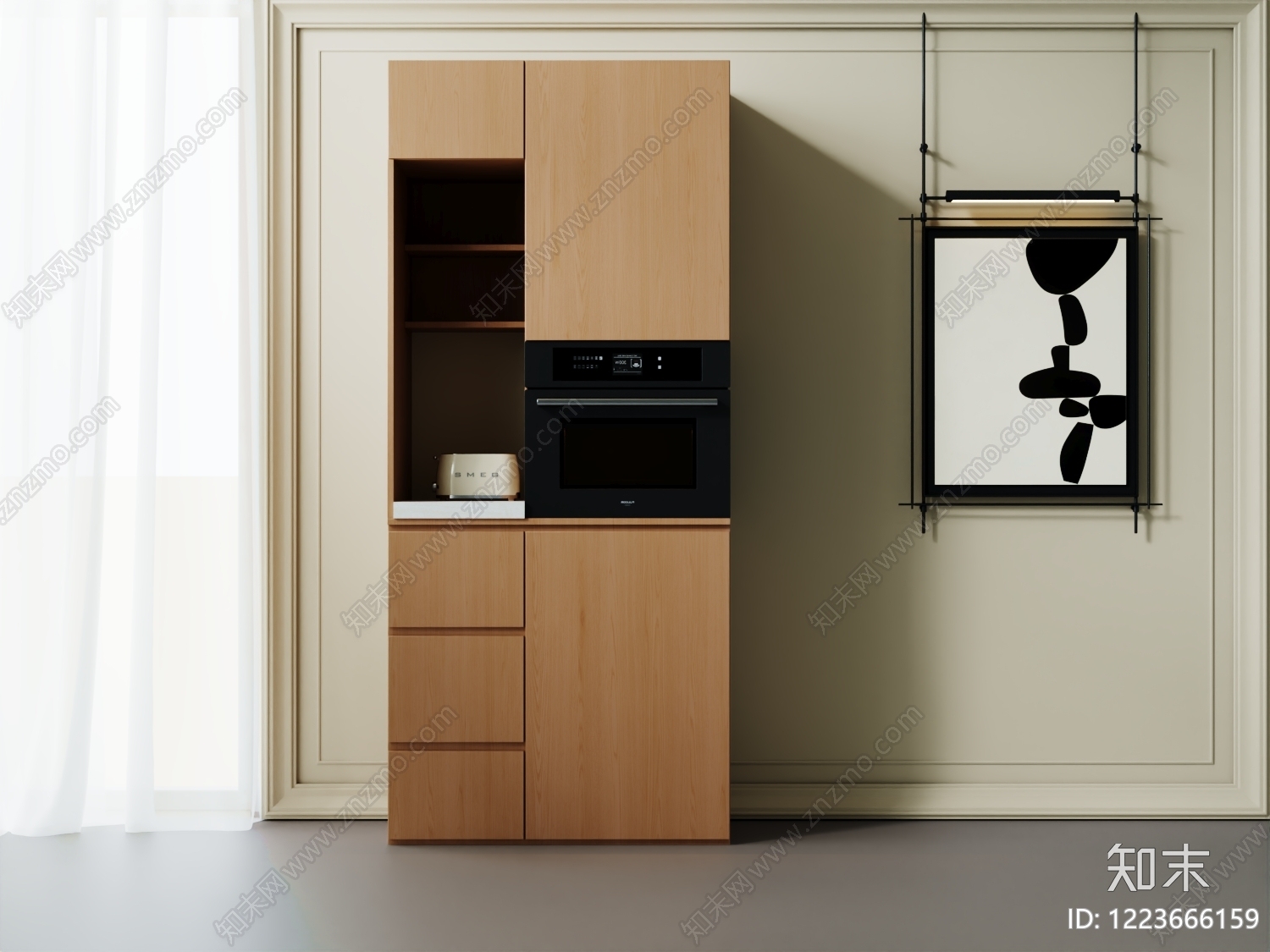 原木风餐边柜3D模型下载【ID:1223666159】
