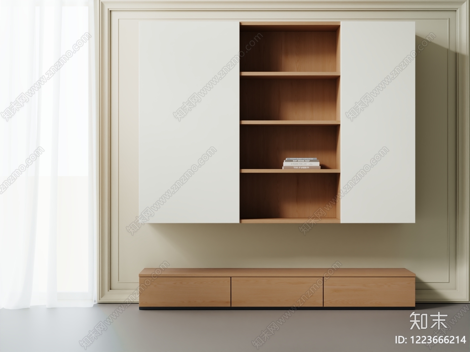 原木风电视柜3D模型下载【ID:1223666214】
