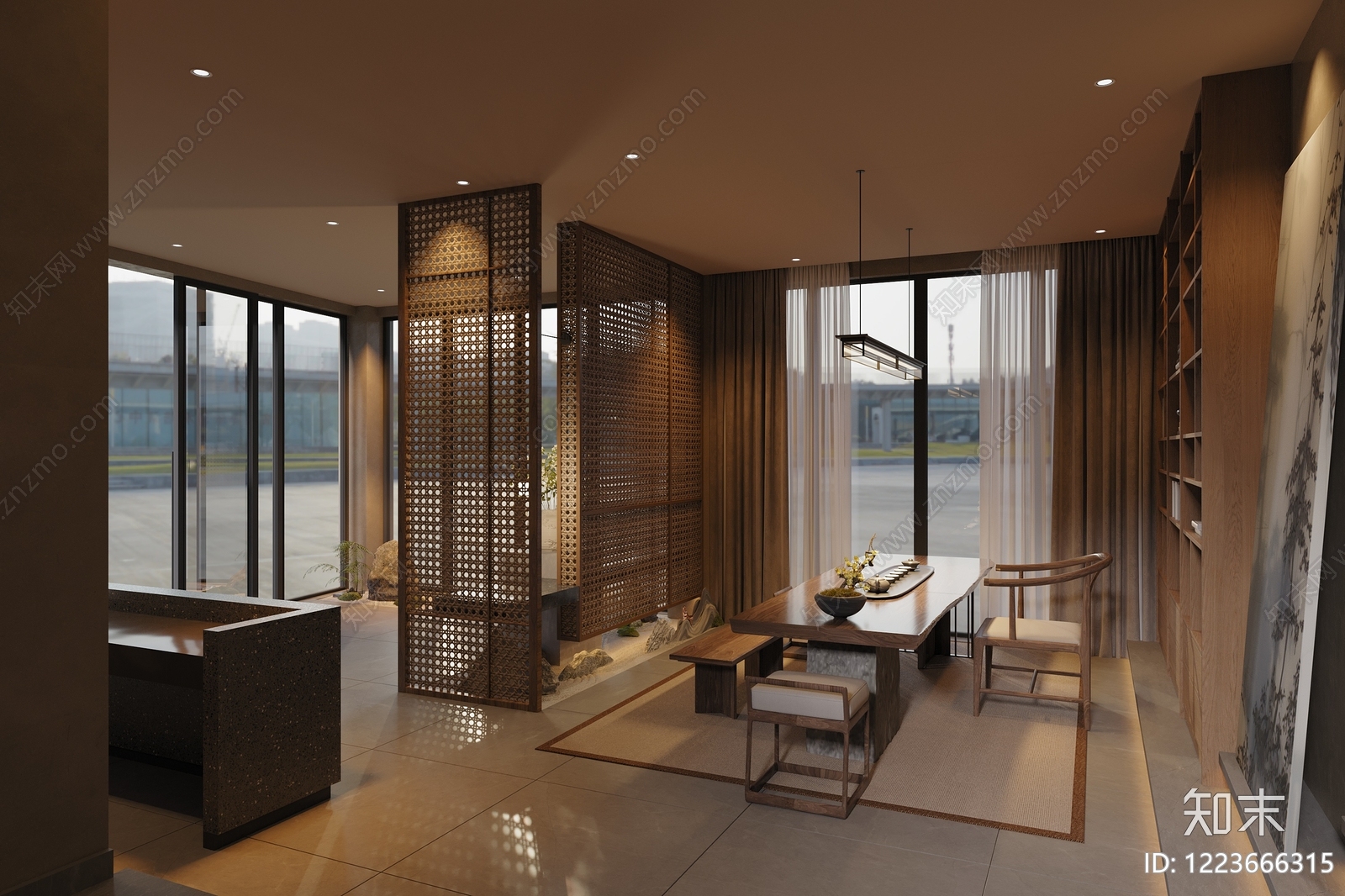 新中式酒店3D模型下载【ID:1223666315】