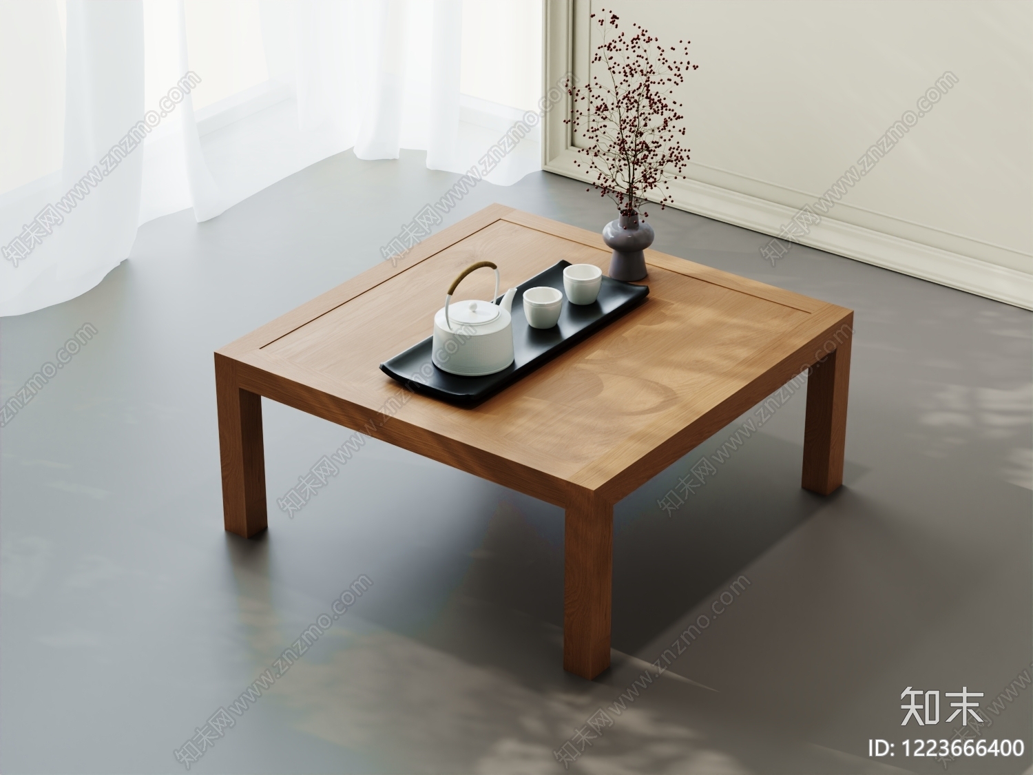 日式茶几SU模型下载【ID:1223666400】