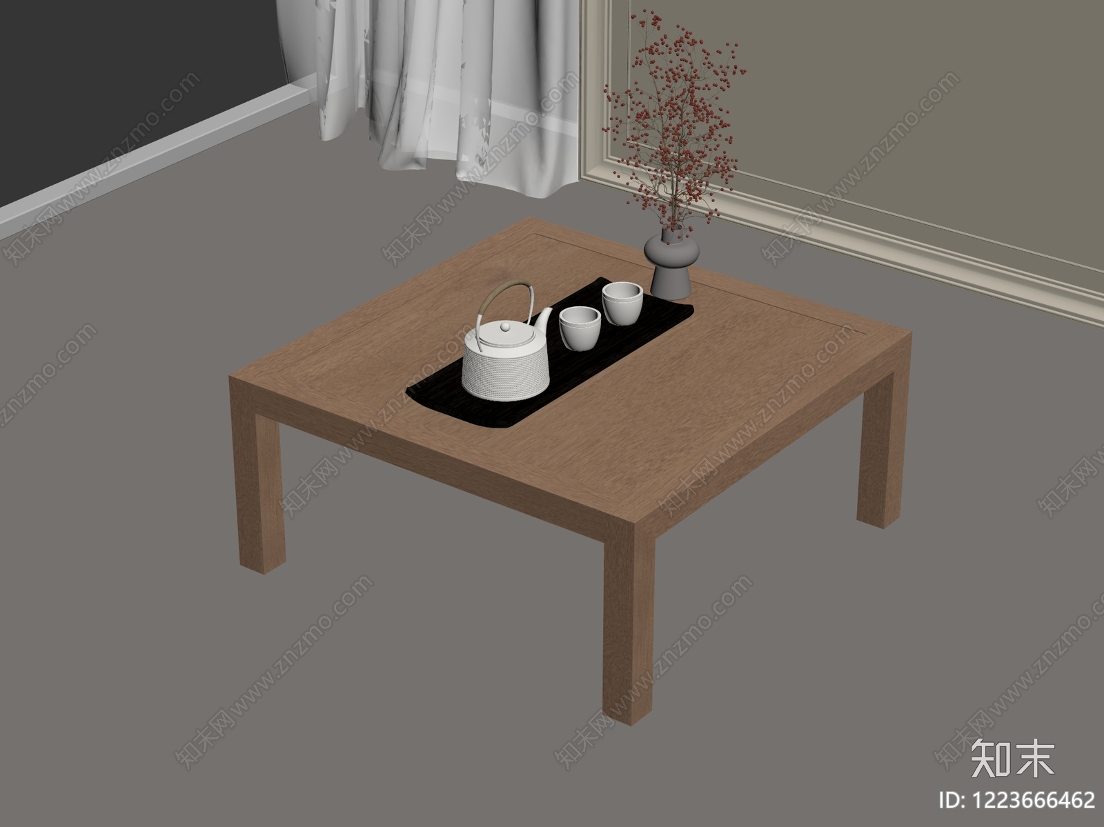 原木风茶几3D模型下载【ID:1223666462】