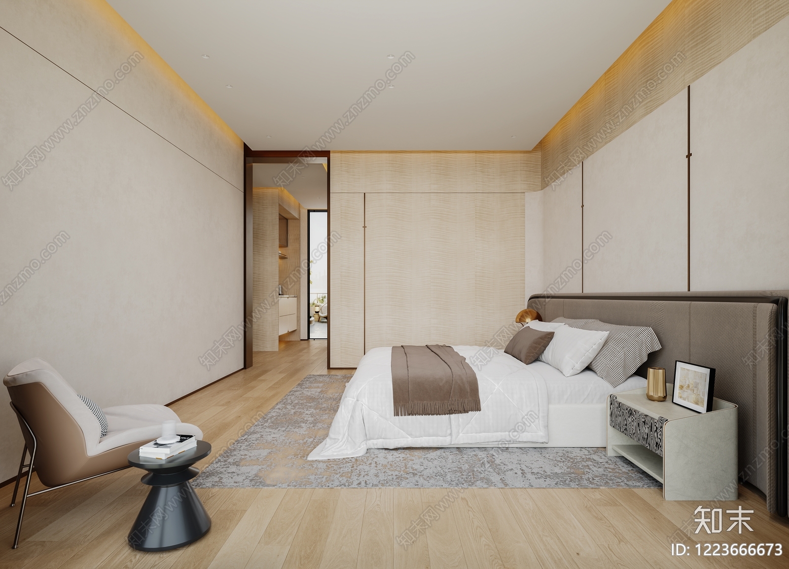意式极简家居卧室3D模型下载【ID:1223666673】