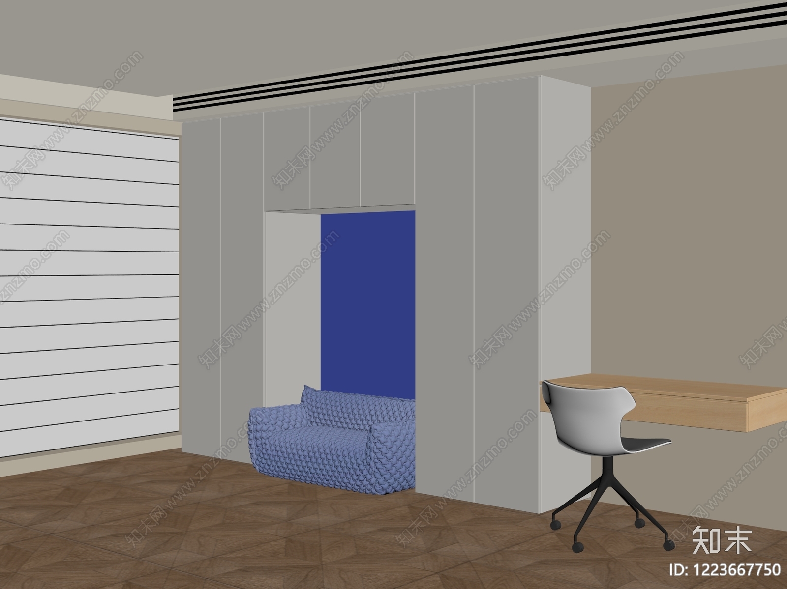 极简书柜3D模型下载【ID:1223667750】