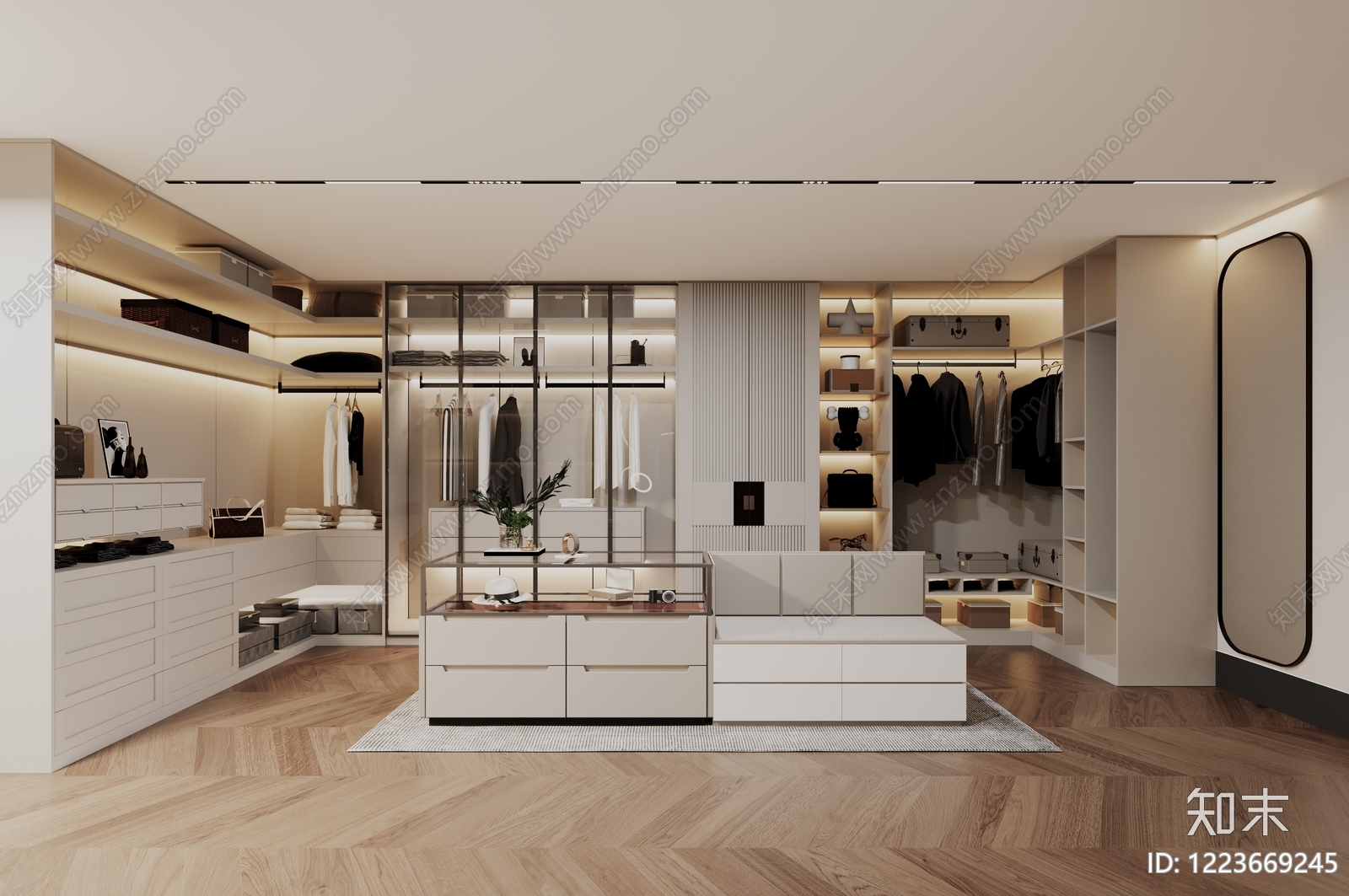 轻奢衣帽间3D模型下载【ID:1223669245】