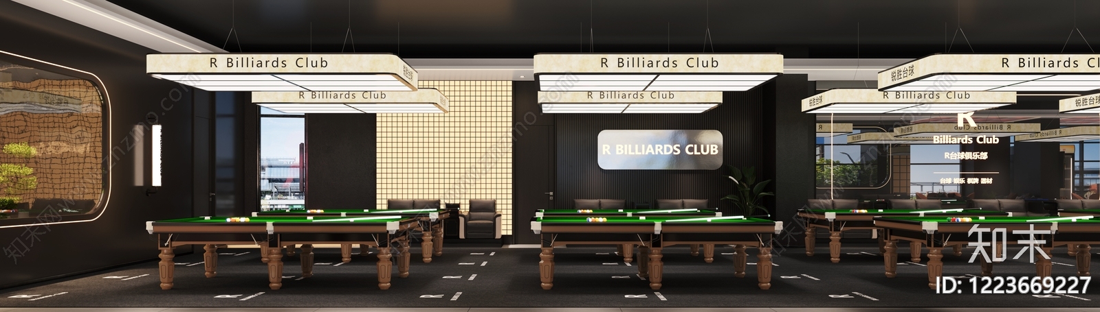 轻奢台球室3D模型下载【ID:1223669227】