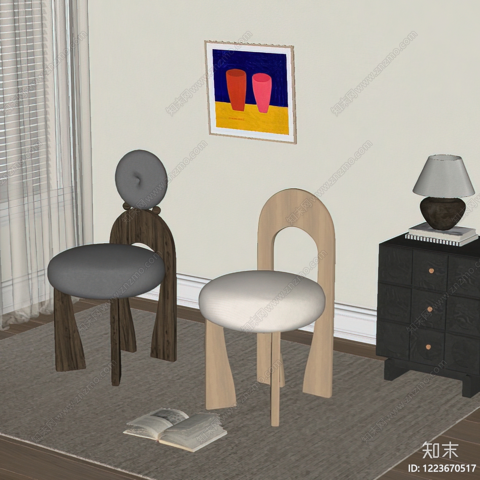奶油风餐椅SU模型下载【ID:1223670517】