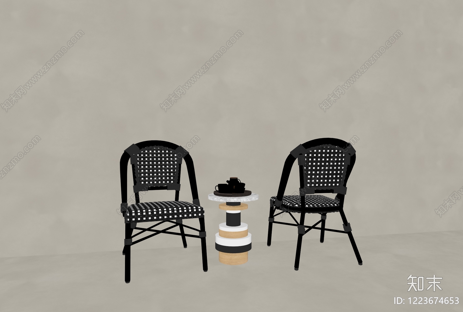 法式休闲桌椅3D模型下载【ID:1223674653】