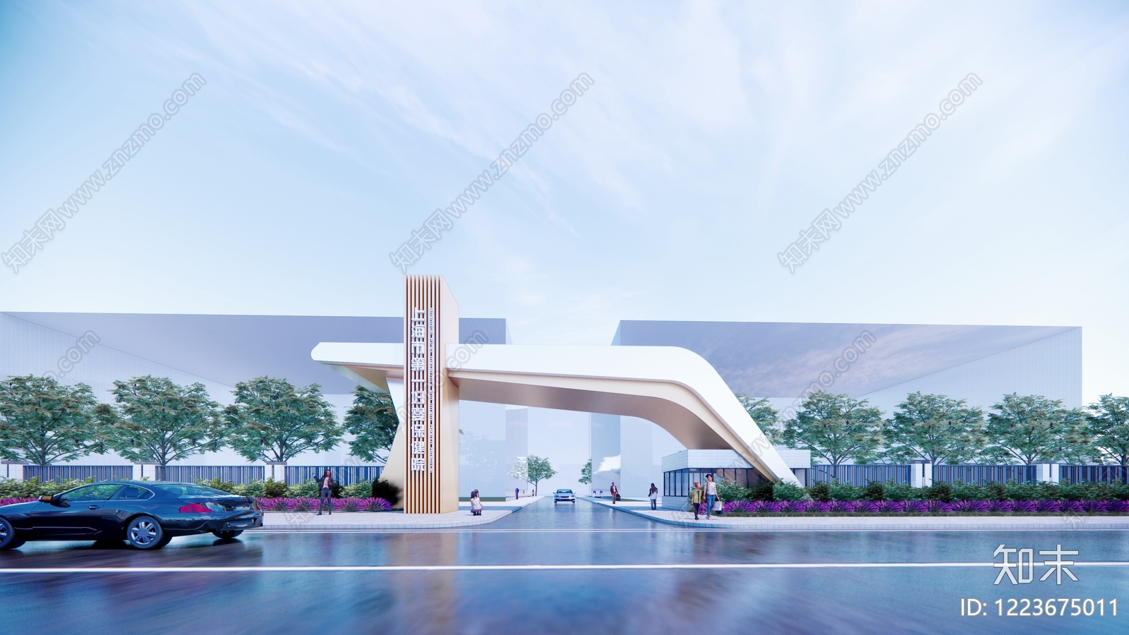 现代主义入口大门SU模型下载【ID:1223675011】