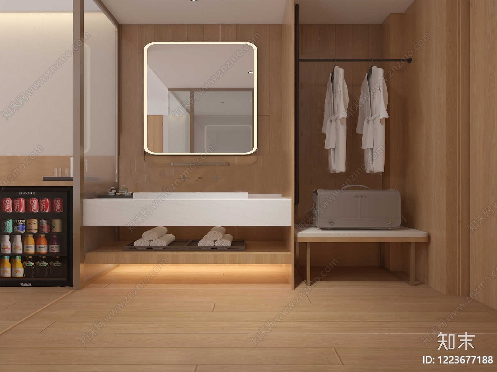 原木风酒店客房3D模型下载【ID:1223677188】