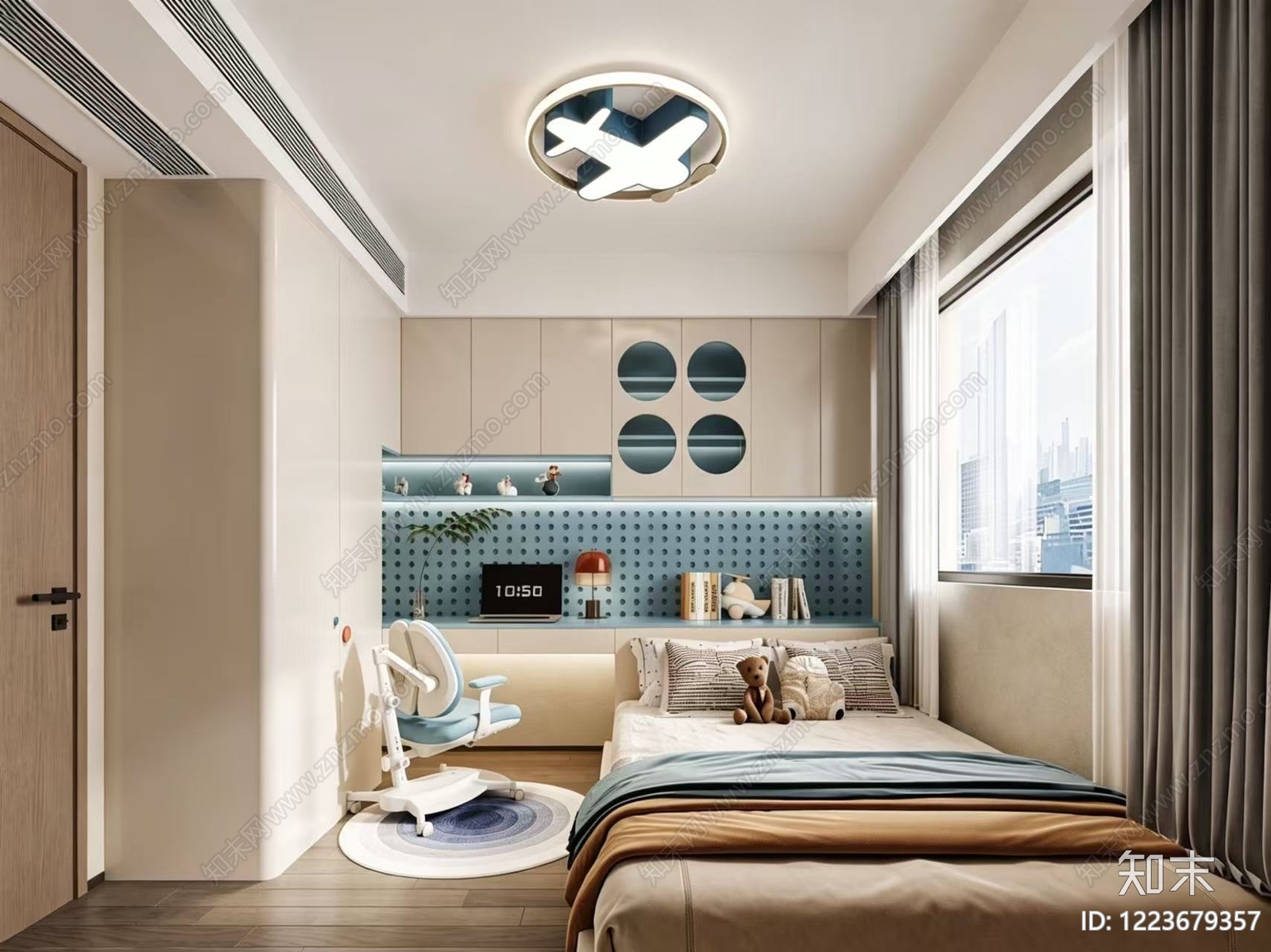 现代简约男孩房3D模型下载【ID:1223679357】