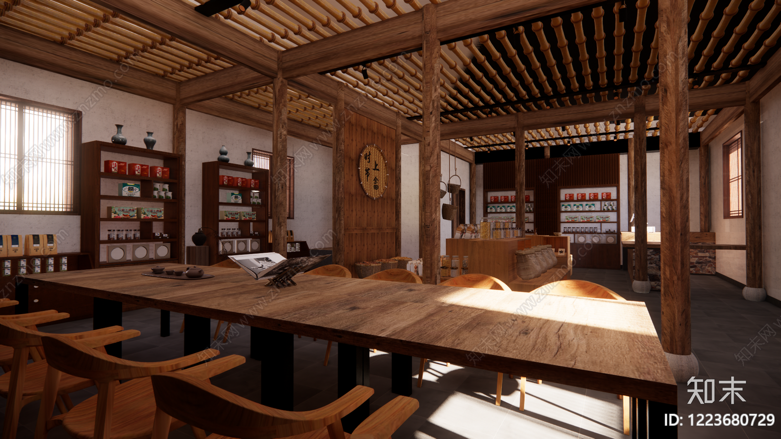 新中式店铺SU模型下载【ID:1223680729】