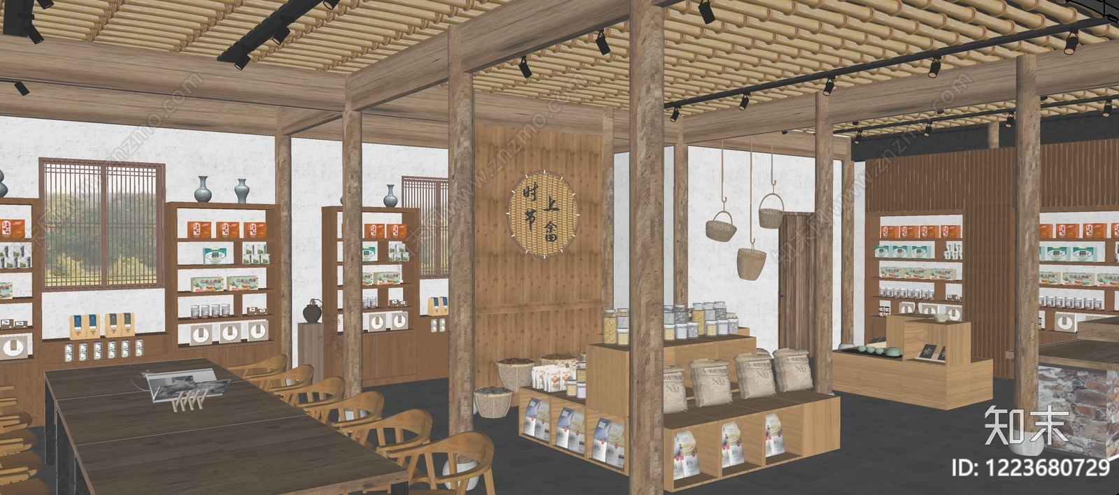 新中式店铺SU模型下载【ID:1223680729】