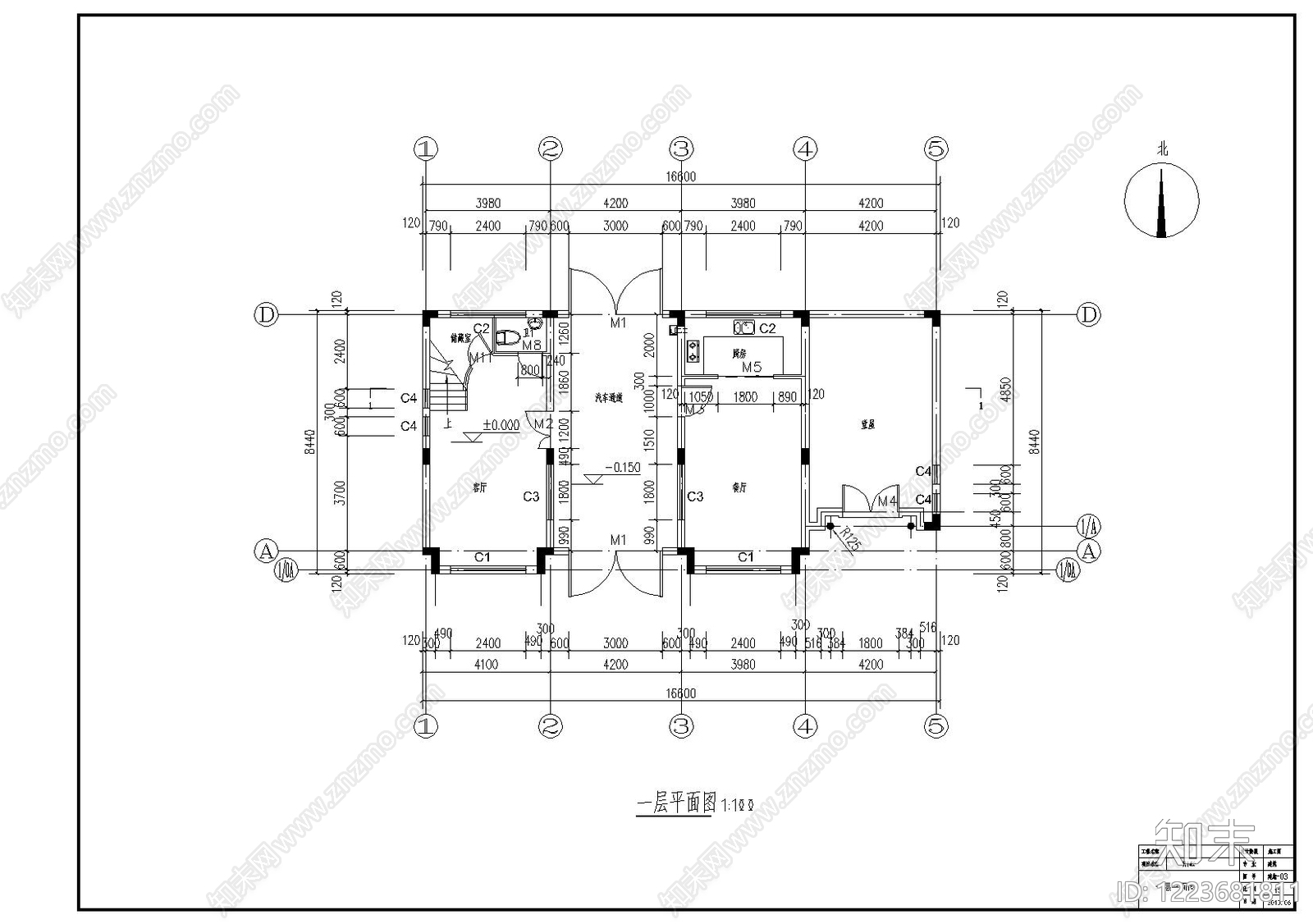 别墅建筑cad施工图下载【ID:1223681811】