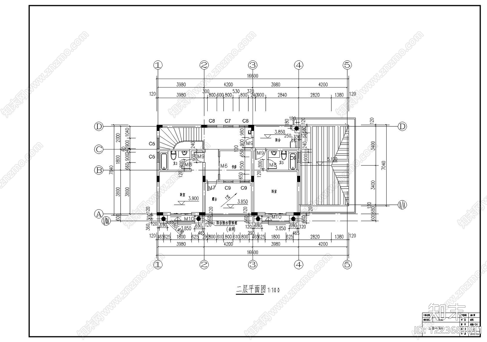 别墅建筑cad施工图下载【ID:1223681811】