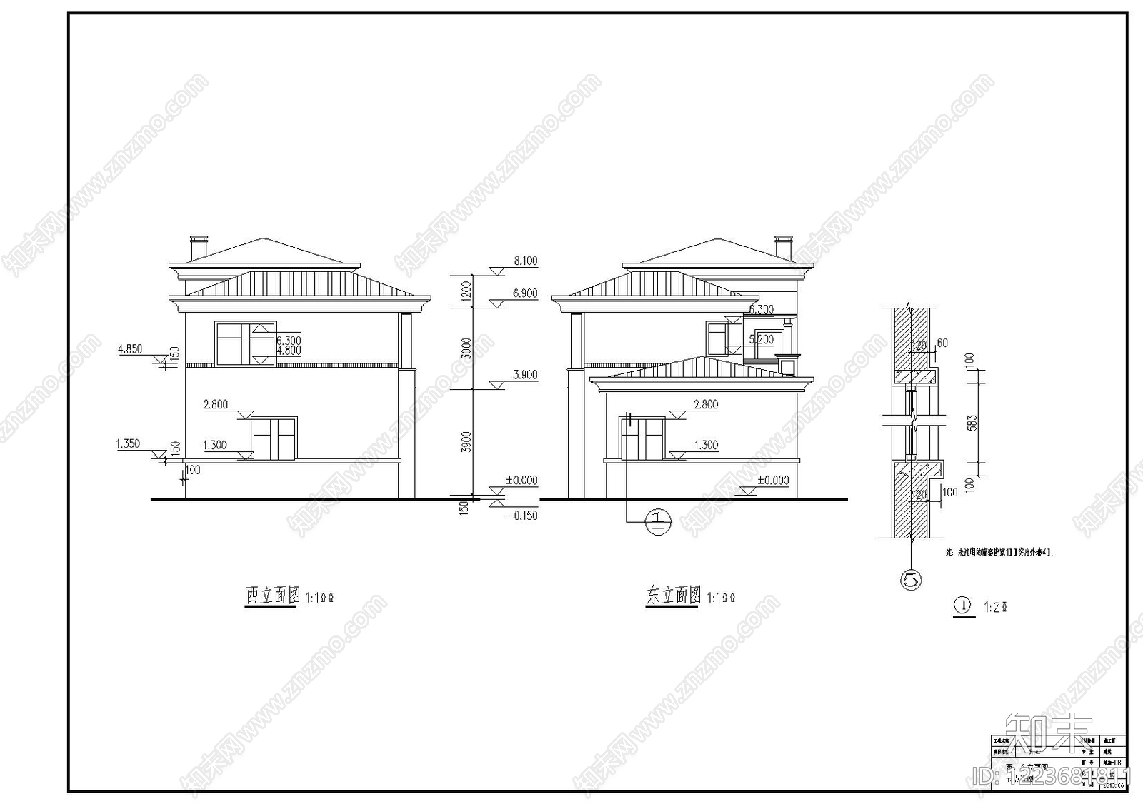 别墅建筑cad施工图下载【ID:1223681811】