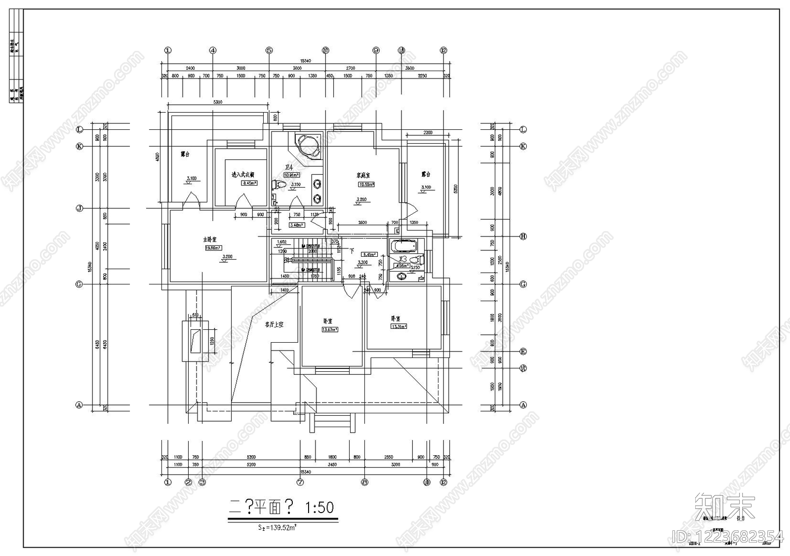 别墅建筑cad施工图下载【ID:1223682354】