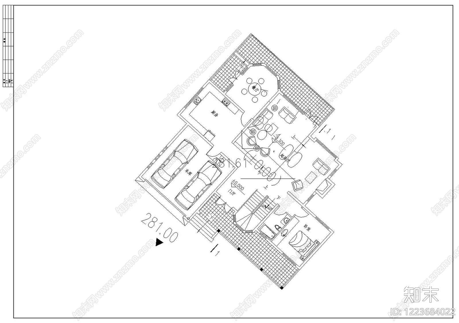 别墅建筑cad施工图下载【ID:1223684022】
