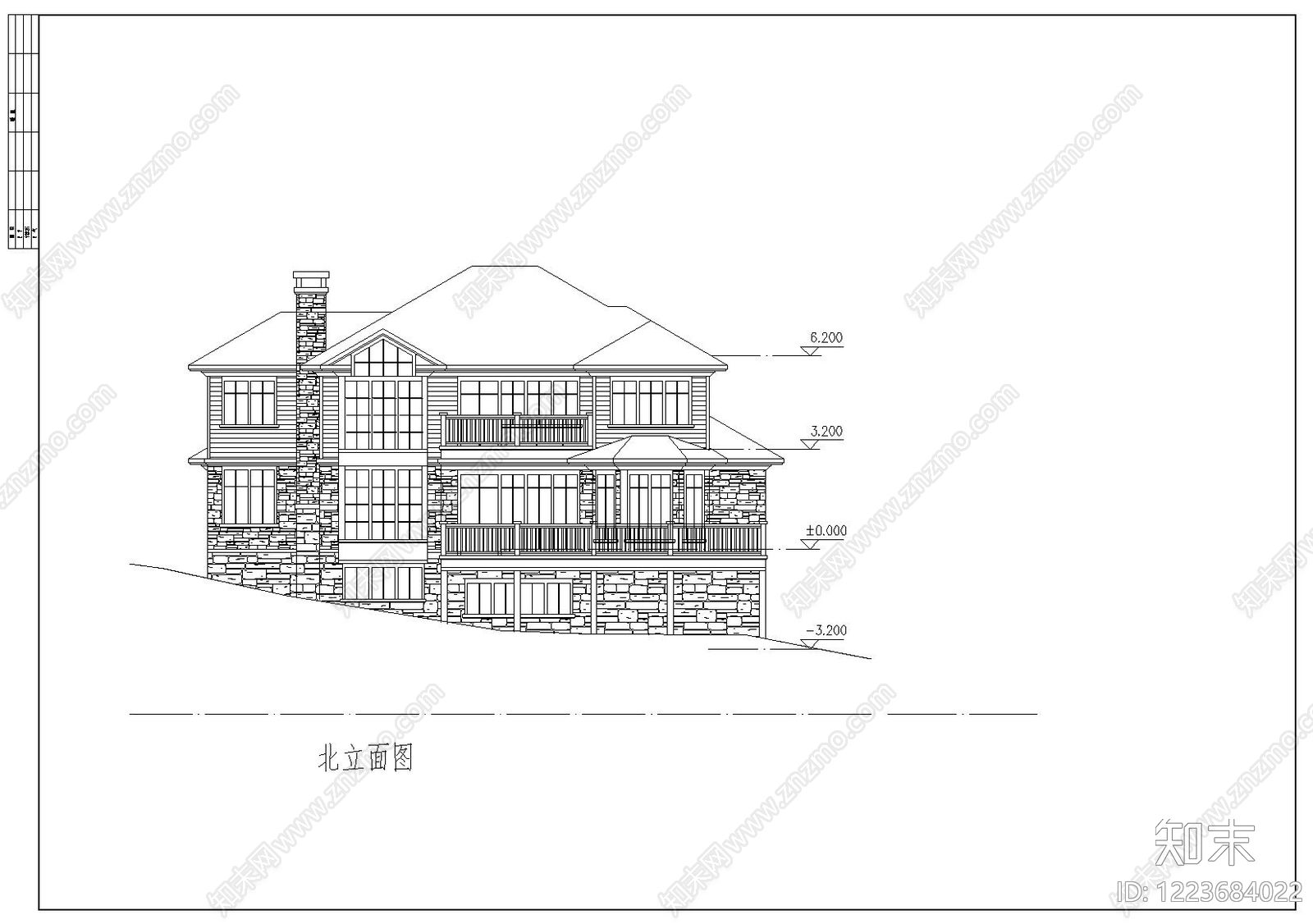 别墅建筑cad施工图下载【ID:1223684022】
