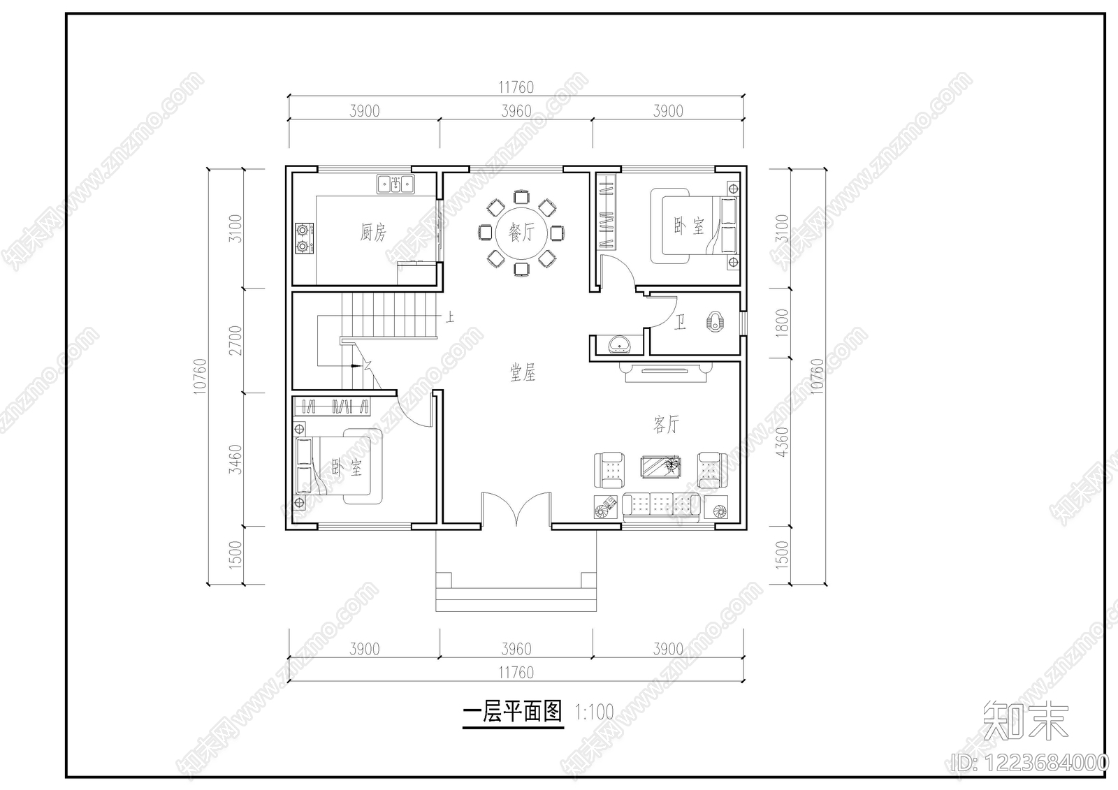 别墅建筑cad施工图下载【ID:1223684000】