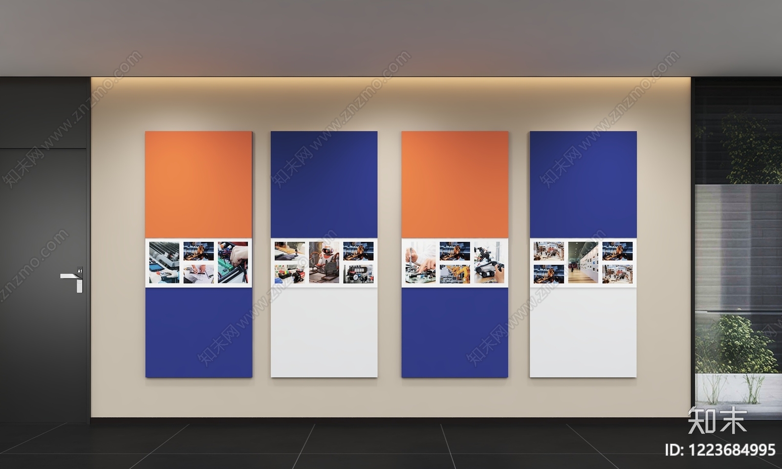 现代简约企业文化展厅3D模型渲染效果图