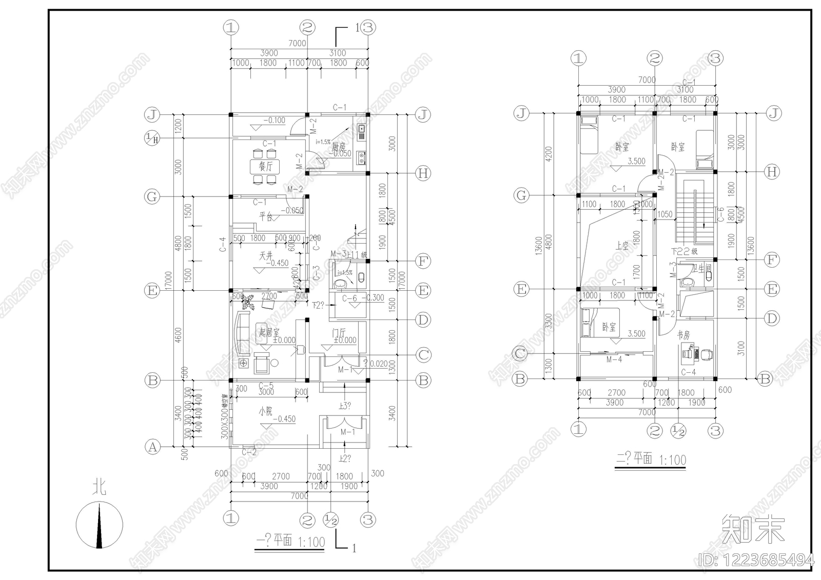 别墅建筑cad施工图下载【ID:1223685494】
