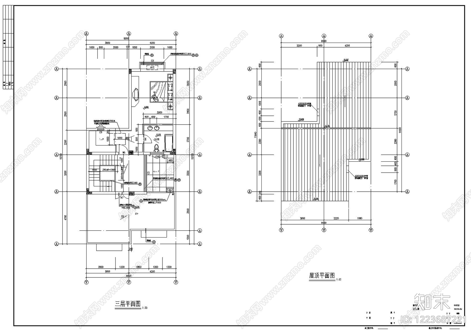 别墅建筑cad施工图下载【ID:1223687221】