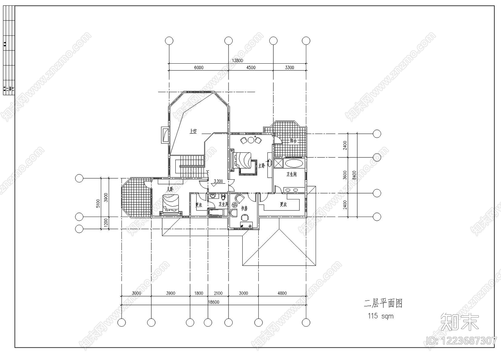 别墅建筑cad施工图下载【ID:1223687307】