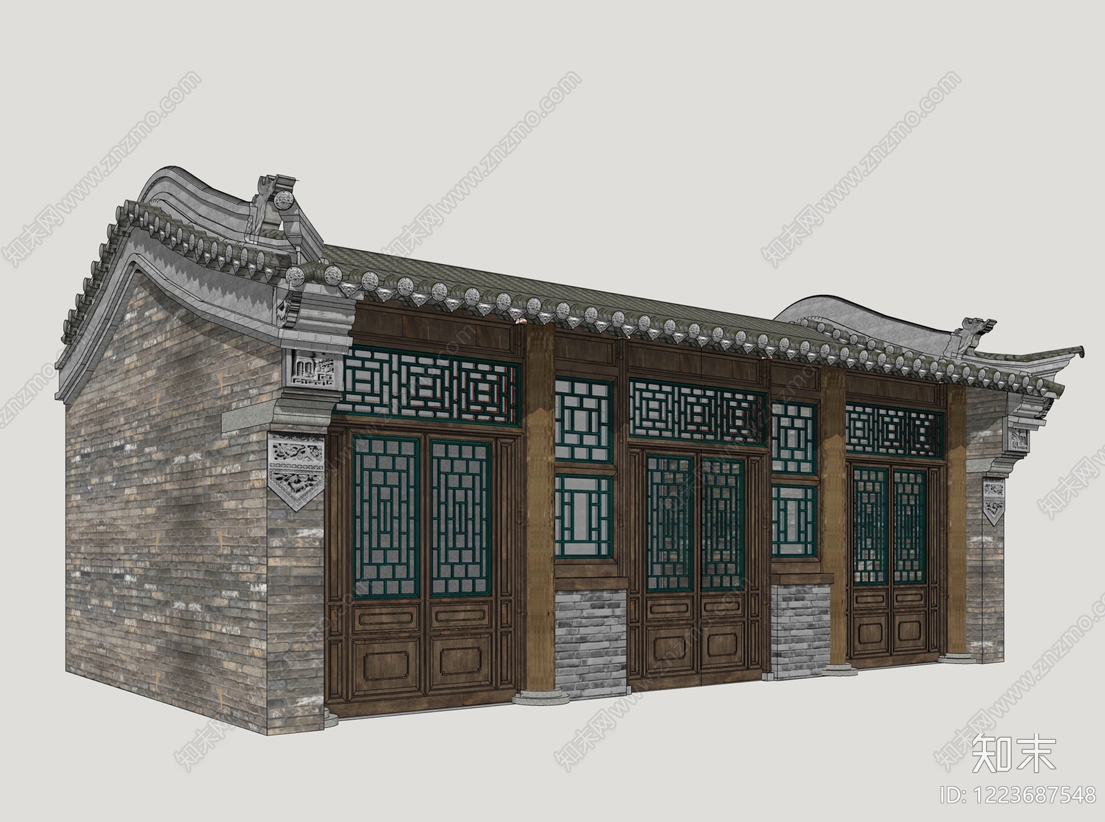 中式古建四合院SU模型下载【ID:1223687548】