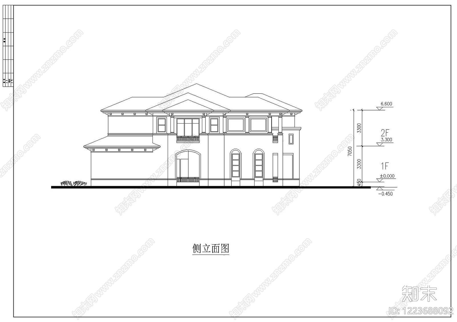 别墅建筑cad施工图下载【ID:1223688092】
