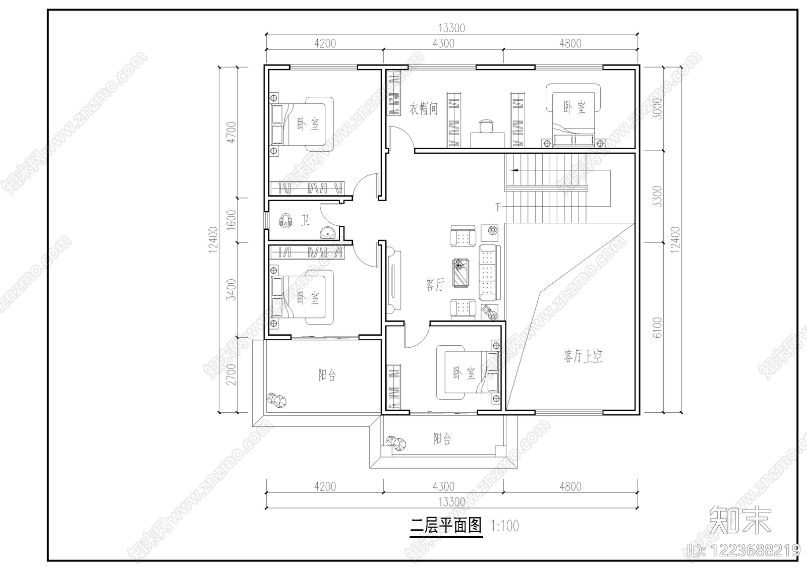 别墅建筑cad施工图下载【ID:1223688219】