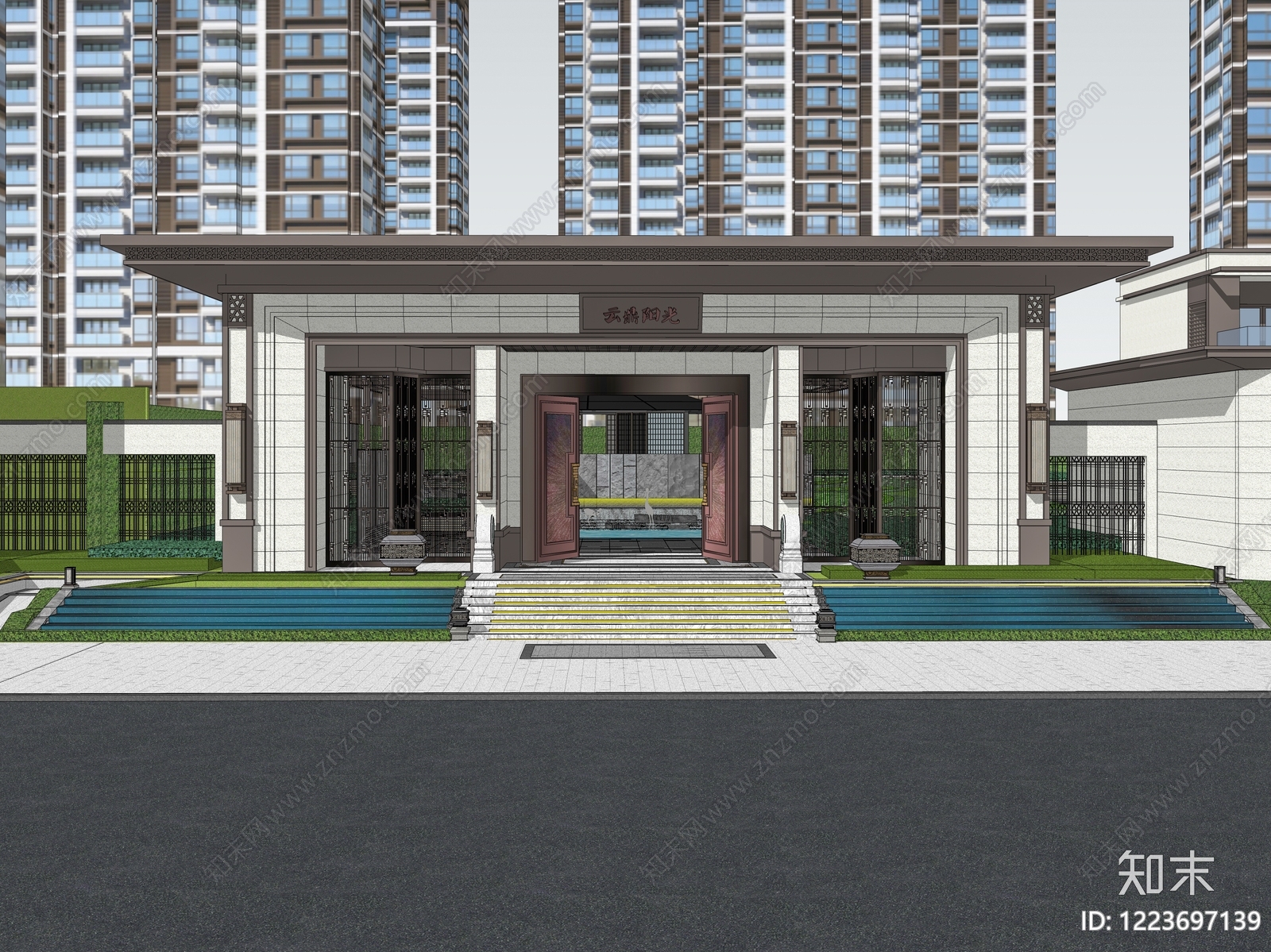 新中式小区建筑SU模型草图