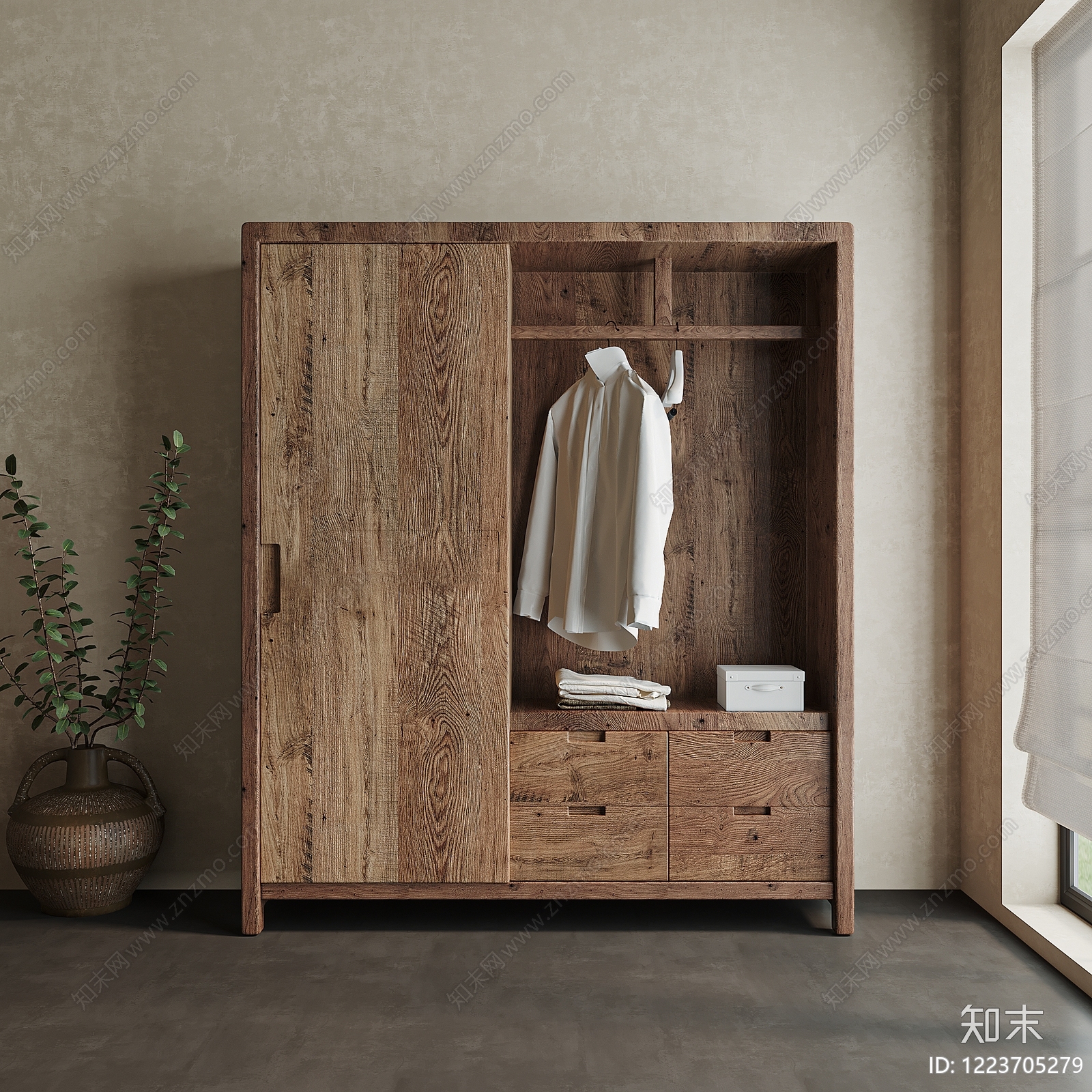侘寂衣柜SU模型下载【ID:1223705279】