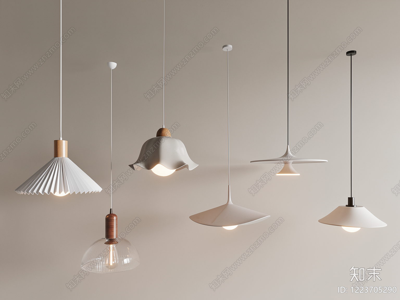 极简灯具组合3D模型下载【ID:1223705290】