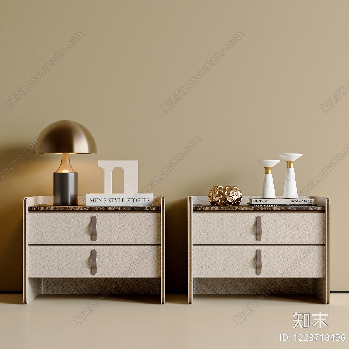 轻奢床头柜3D模型下载【ID:1223718496】
