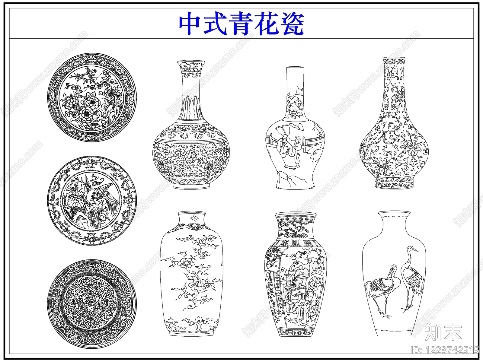 中式摆件CAD图纸