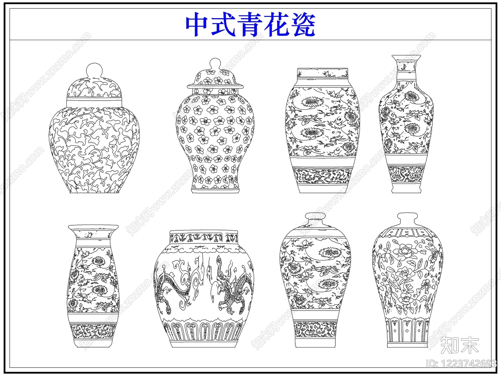 中式摆件CAD图纸