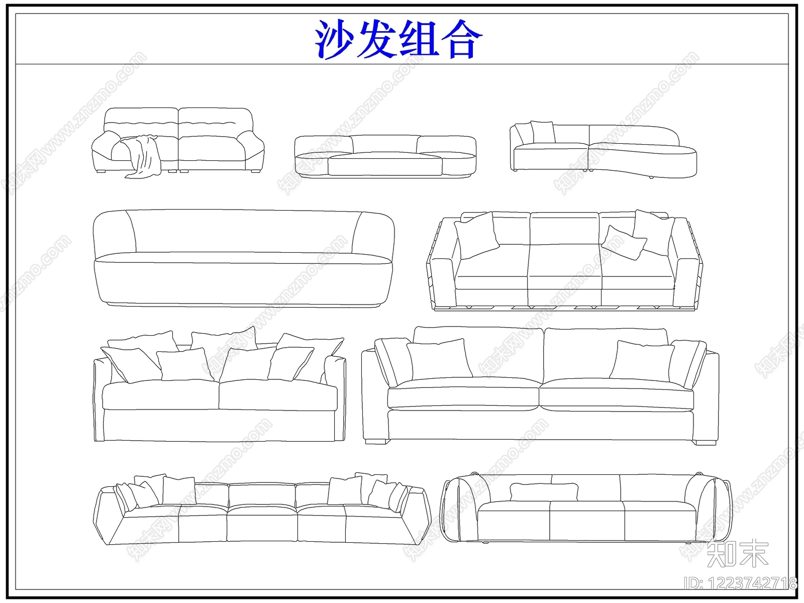 沙发cad施工图下载【ID:1223742718】
