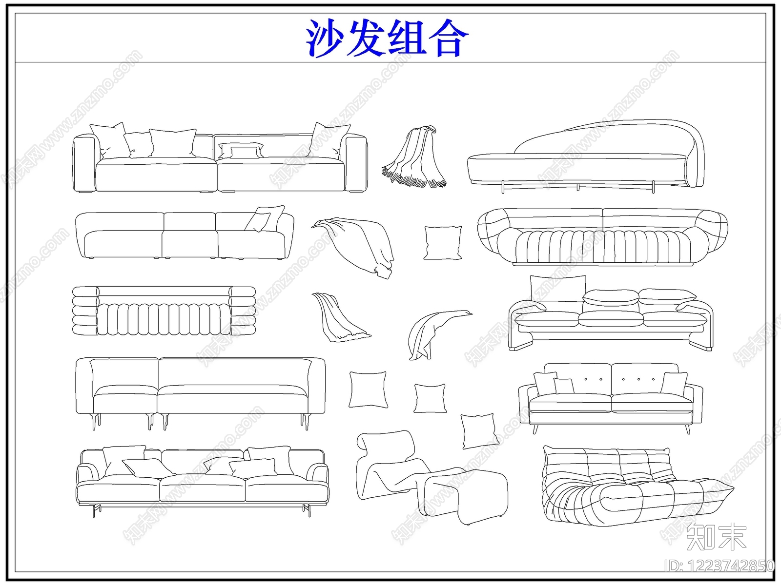 沙发cad施工图下载【ID:1223742850】