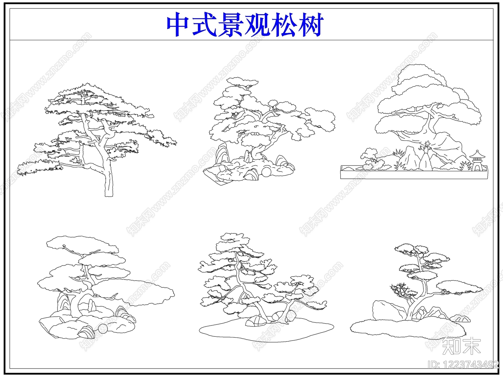 中式乔木种植CAD图纸