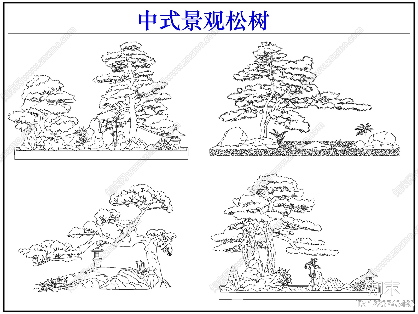 中式乔木种植CAD图纸