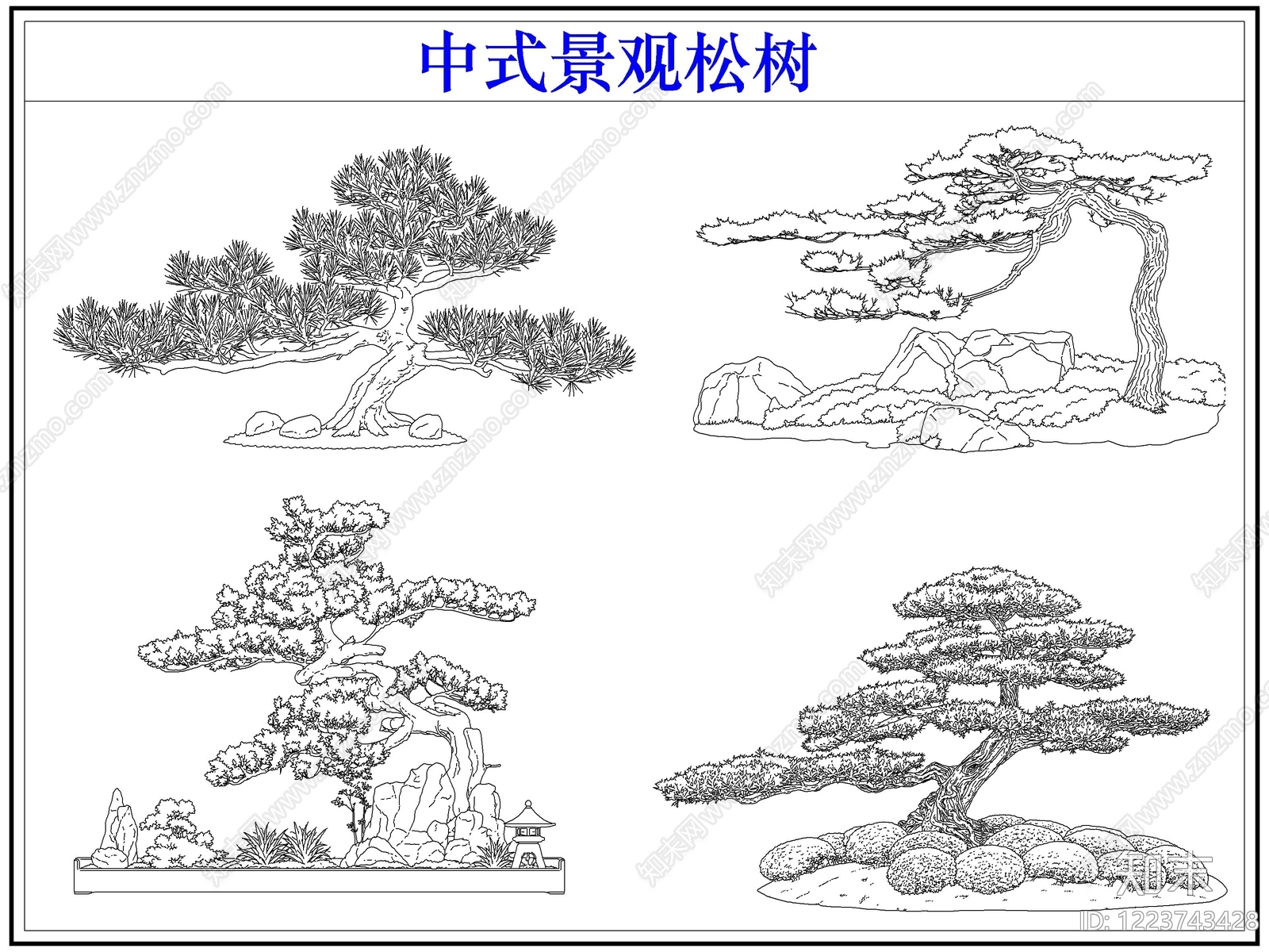 中式乔木种植CAD图纸