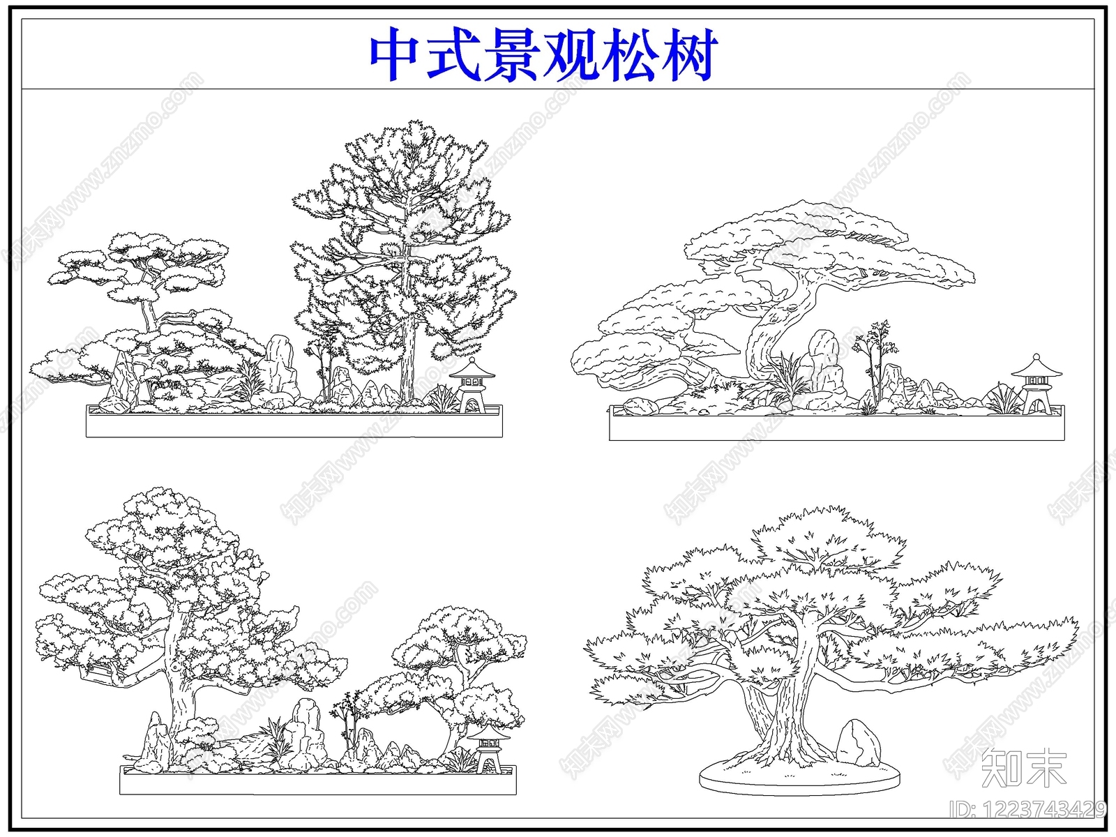 中式乔木种植CAD图纸