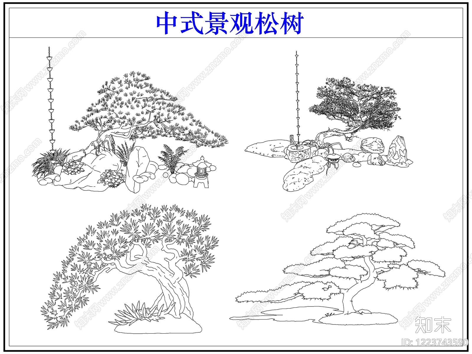 中式乔木种植CAD图纸