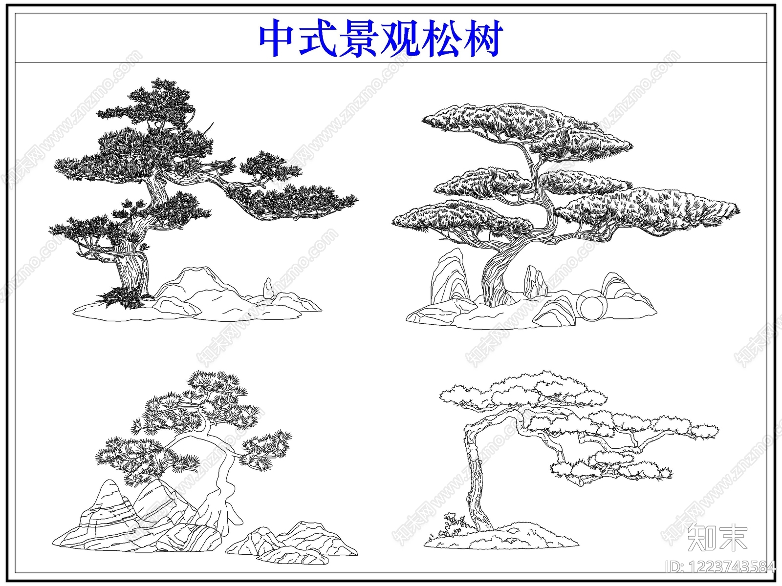 中式乔木种植CAD图纸