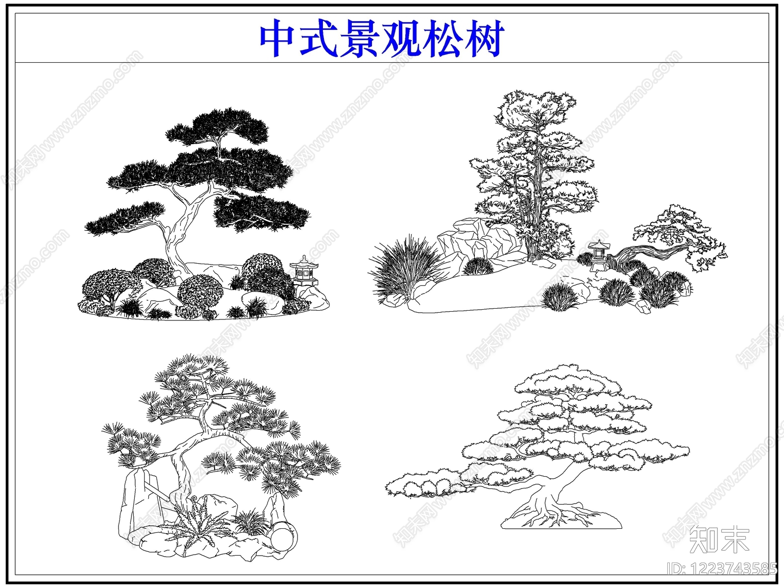 中式乔木种植CAD图纸
